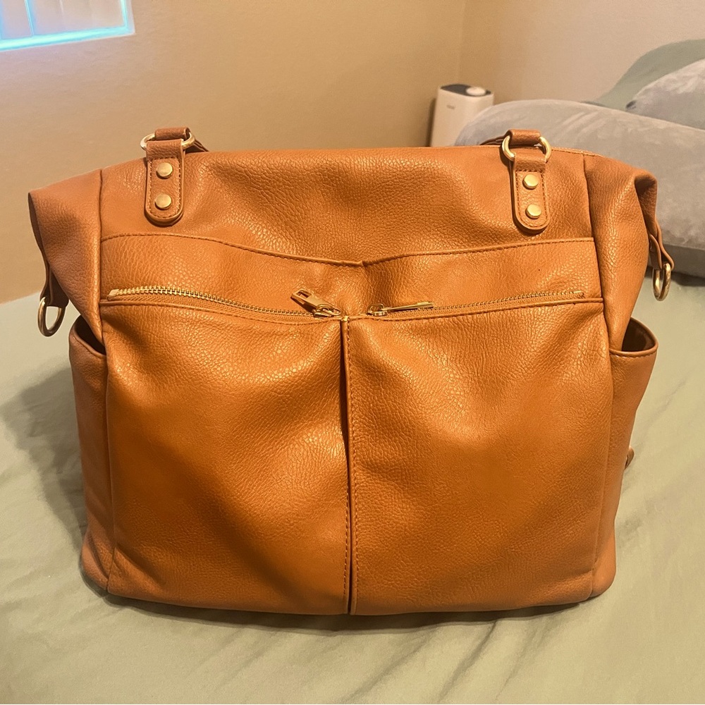 MOMINSIDE Diaper Bag Tote, Leather Diaper Bag Backpack